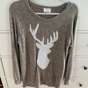 Glittery Deer Silhouette Sweater Small